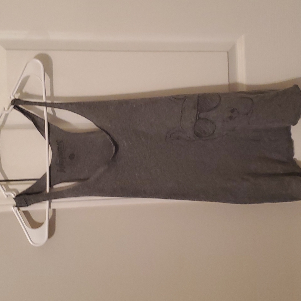 Size S Gray tank with pitbull wearing sunglasses